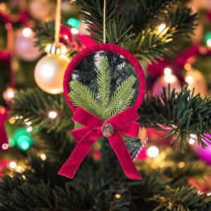 Yılbaşı Süsü Kadife Halka 15x26cm Ast7307 Bordo