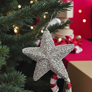 Yılbaşı Ağaç Süsü 15cm Lüks Yıldız Gümüş Ast7214