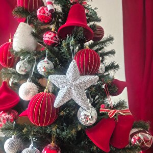 Yılbaşı Ağaç Süsü 15cm Lüks Yıldız Gümüş Ast7214