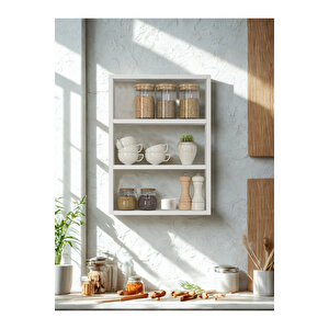 Hardy Dekoratif 3'lü Mutfak & Banyo Duvar Rafı Beyaz