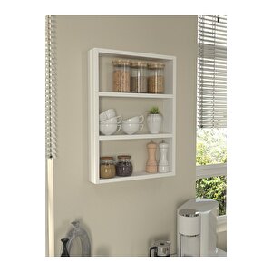 Hardy Dekoratif 3'lü Mutfak & Banyo Duvar Rafı Beyaz