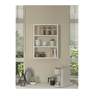 Hardy Dekoratif 3'lü Mutfak & Banyo Duvar Rafı Beyaz