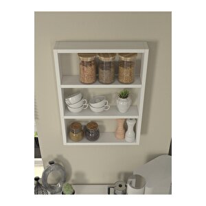 Hardy Dekoratif 3'lü Mutfak & Banyo Duvar Rafı Beyaz