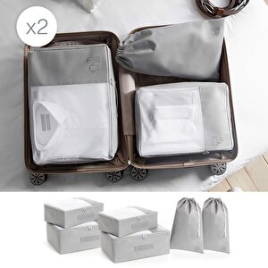 6'lı Gri Renk Bavul İçi Düzenleyici Set