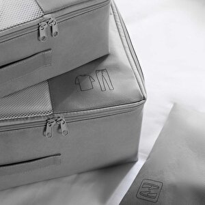 6'lı Gri Renk Bavul İçi Düzenleyici Set