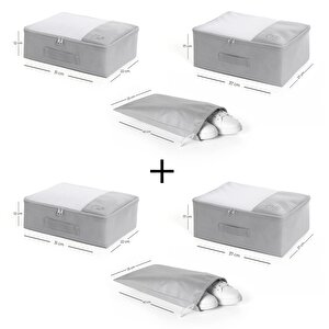 Ocean Home Textile 6'lı Gri Renk Bavul İçi Düzenleyici Set