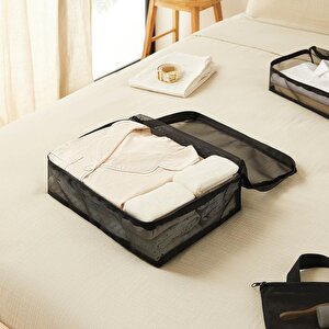 Ocean Home Textile 6'lı Siyah Renk File Bavul İçi Düzenleyici Set