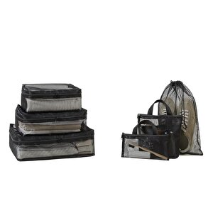 Ocean Home Textile 6'lı Siyah Renk File Bavul İçi Düzenleyici Set