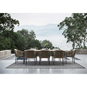 Scbm-250 Mizu Modern 8 Kişilik Bahçe Yemek Masa Takımı Bahçe Mobilya Oturma Grubu Çay Seti