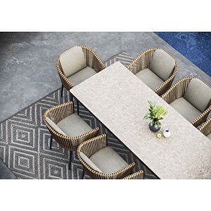 Scbm-250 Mizu Modern 8 Kişilik Bahçe Yemek Masa Takımı Bahçe Mobilya Oturma Grubu Çay Seti