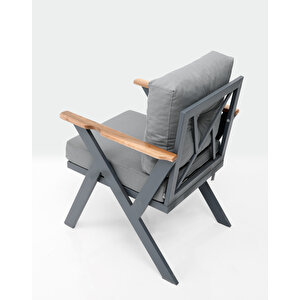 Scbm-247 Lina Modern 6 Kişilik Bahçe Yemek Masa Takımı Bahçe Mobilyası Oturma Grubu Çay Seti Bistro