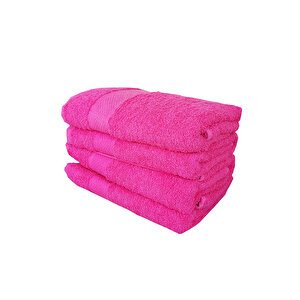 4 Lü El Yüz Havlu Seti %100 Pamuklu 50x90 Cm Simple Time  |havlu Takımı Fuşya