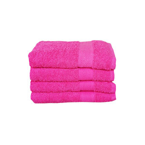4 Lü El Yüz Havlu Seti %100 Pamuklu 50x90 Cm Simple Time  |havlu Takımı Fuşya