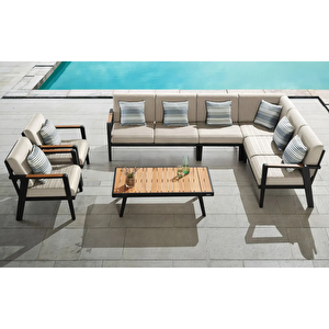 Scbm-252 Orfeo Modern Bahçe Mobilya Takımı L Köşe Bahçe Oturma Grubu Çay Seti