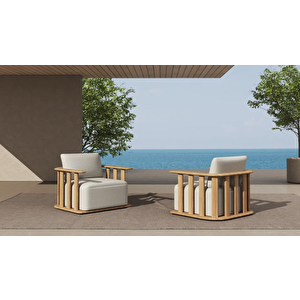 Scbm-263 Sofia 2 1 1 Modern Masif Ahşap Bahçe Oturma Grubu Bahçe Mobilya Takımı Balkon Çay Seti