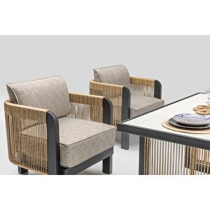 Scbm-261 Sienna Modern Örgü Detaylı Bahçe Oturma Grubu Montajsız Balkon Takımı