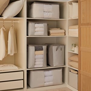 Ocean Home Textile 2'li Pvc Pencereli Stuff & Things Gri Çizgili Hurç Set