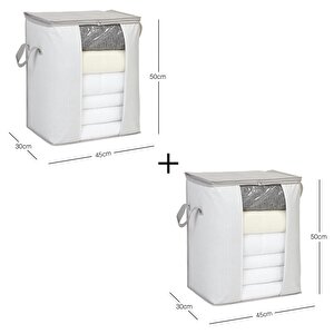 Ocean Home Textile 2'li Pvc Pencereli Stuff & Things Gri Çizgili Hurç Set