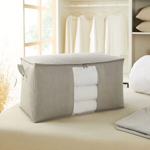 Mega Boy Pvc Pencereli Gri Renk Kapitone Hurç 75 X 40 X 40 Cm