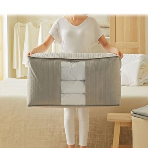 Mega Boy Pvc Pencereli Gri Renk Kapitone Hurç 75 X 40 X 40 Cm