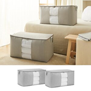 2'li Mega Boy Pvc Pencereli Gri Renk Kapitone Hurç Set 75 X 40 X 40 Cm