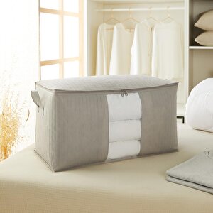 2'li Mega Boy Pvc Pencereli Gri Renk Kapitone Hurç Set 75 X 40 X 40 Cm