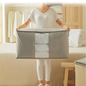 Ocean Home Textile 2'li Mega Boy Pvc Pencereli Gri Renk Kapitone Hurç Set 75 X 40 X 40 Cm