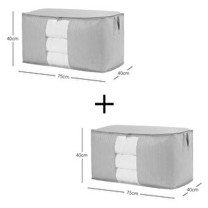 Ocean Home Textile 2'li Mega Boy Pvc Pencereli Gri Renk Kapitone Hurç Set 75 X 40 X 40 Cm