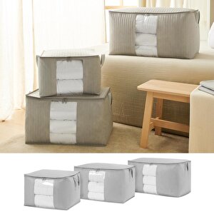 3'lü Pvc Pencereli Gri Renk Kapitone Hurç Set