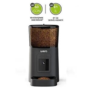 Wero Smart Pet Feeder 1080p Hd Ayarlanabilir Kameralı 6 Lt Kedi Köpek Besleyici Siyah