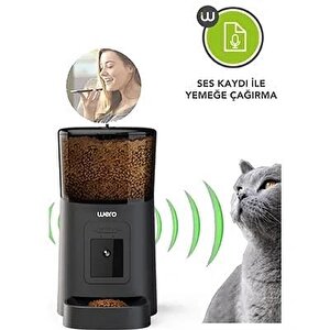 Wero Smart Pet Feeder 1080p Hd Ayarlanabilir Kameralı 6 Lt Kedi Köpek Besleyici Siyah