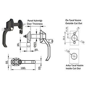 Hava Santral Jeneratör Kompresör Kabi̇n Ağir Panel Kol Ki̇li̇t - Plasti̇k Rulolu Dönen  Di̇l- Ki̇li̇tlenen Anahtarli