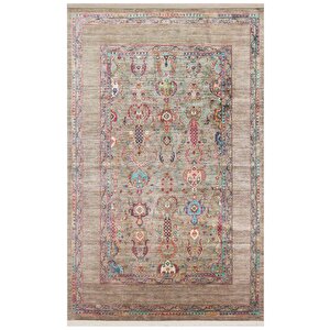 Antique Olive El Dokuması Kaymaz Tabanlı Yıkanabilir Kilim