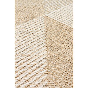 Soho Geo Bej Modern Geometrik Desenli Yıkanabilir Halı