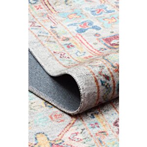 Antique Aqua El Dokuması Kaymaz Tabanlı Yıkanabilir Kilim