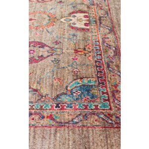 Antique Olive El Dokuması Kaymaz Tabanlı Yıkanabilir Kilim