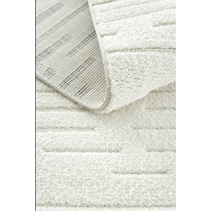 Missori Beyaz Yumuşak Dokulu Modern Makine Halısı
