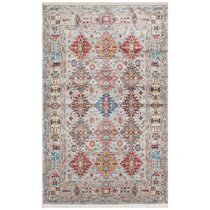 Antique Aqua El Dokuması Kaymaz Tabanlı Yıkanabilir Kilim