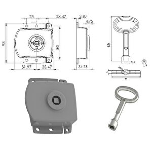 Mi̇ni̇ Yüzey Montaj Hava Santral Kabi̇n  Ağir Panel Ki̇li̇t - Metal Gövde  (+ Alu. Kare 8. Anahtar)