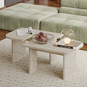 Iris Modüler Orta Sehpa – Modern Tasarım, Çok Amaçlı Kullanım Sehpa, Traverten Traverten