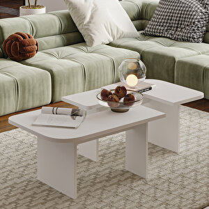 Iris Modüler Orta Sehpa – Modern Tasarım, Çok Amaçlı Kullanım Sehpa, Beyaz Beyaz