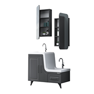 Shower Ceylin Banyo Dolabı 105 Cm Antrasit Gri