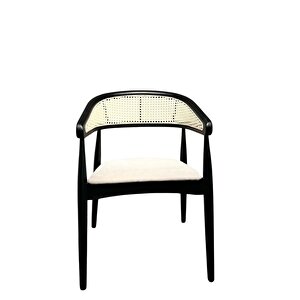 Gazel Hazeranlı Ahşap Bohem Sandalye Siyah-Beyaz