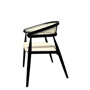 Gazel Hazeranlı Ahşap Bohem Sandalye Siyah-Beyaz