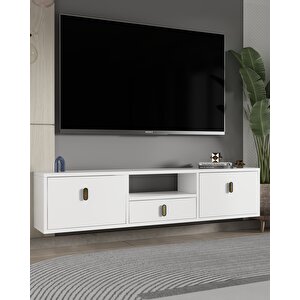 1324dropct-32 Duvara Montaj Tv Sehpasi-beyaz-altın Beyaz-Altın