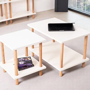 Pia Sehpa Seti Beyaz Beyaz