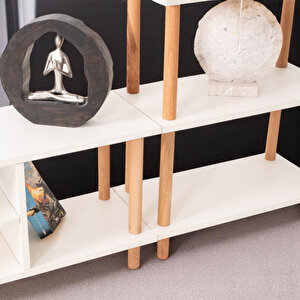 Eymense Pia Kitaplıklı Tv Sehpası Beyaz