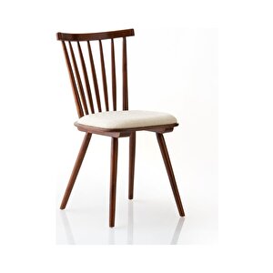 Ashbourne Ahşap Yemek Sandalyesi Ceviz Beyaz