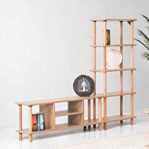 Pia Kitaplıklı Tv Sehpası Ceviz Ceviz