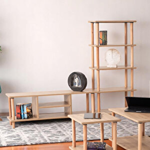 Pia Kitaplıklı Tv Sehpası Ceviz Ceviz